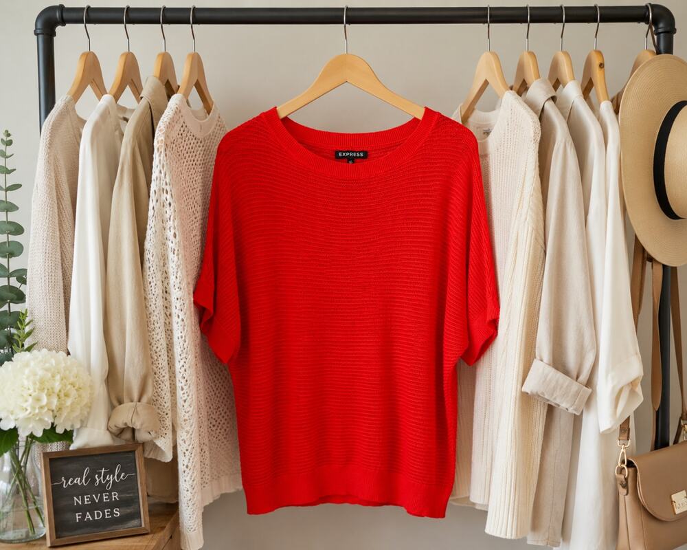 Express Neon Red Dolman Sleeve Sweater Top Medium